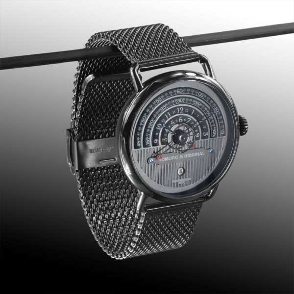 Hemi circle dial watch tomoro watch front view on hanger