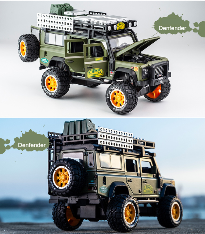 1:28 Diecast LAND ROVER DEFENDER Camel Trophy Car Toy — Luxenmart Up to ...