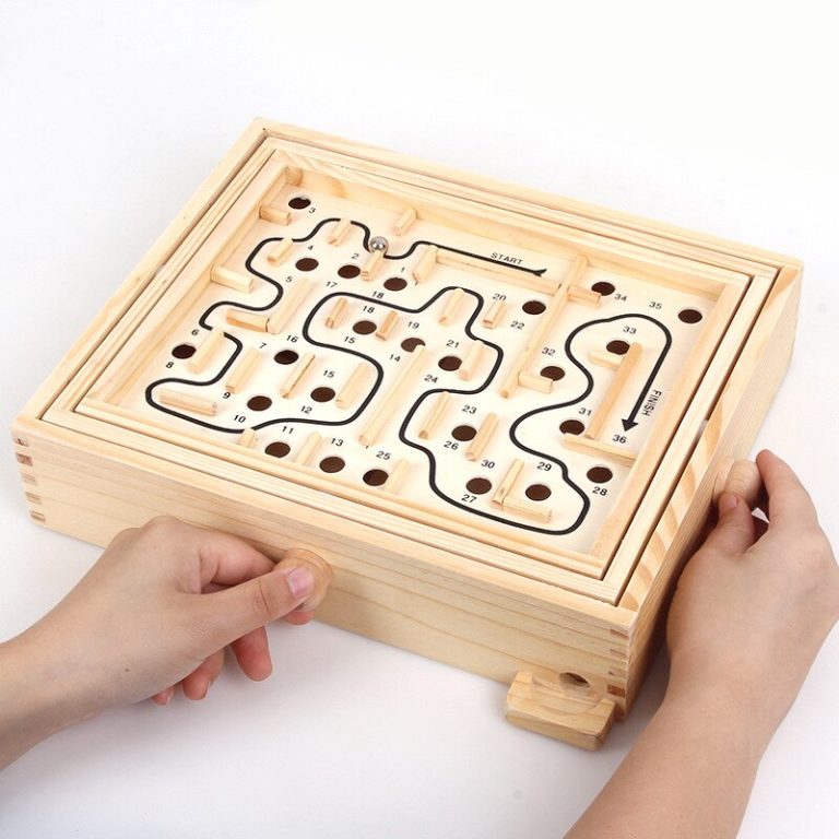 3D Maze Ball Game Montessori - Wooden Labyrinth Toy — Luxenmart Up to ...