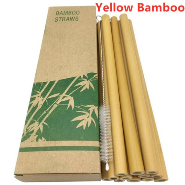 10Pcs/Set Natural Bamboo Straw Reusable Drinking Straws