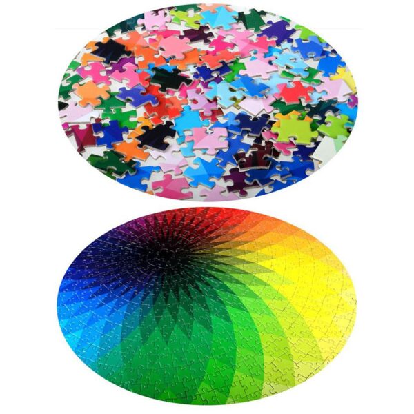 Round Puzzle Colorful Rainbow Round Geometrical Photo Puzzle 1000pcs/set