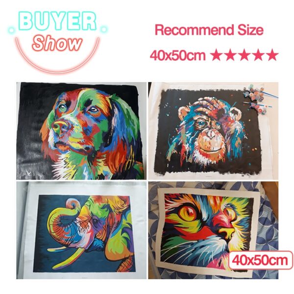 Paints By Numbers Animals 50x40cm Pictures Oil Painting By Numbers Set Gift Coloring By Numbers Canvas Wall Set