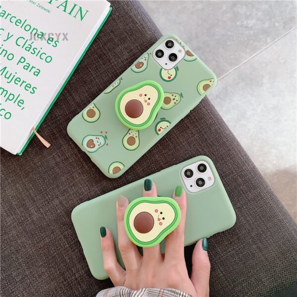 3D Luxury cute cartoon fruit avocado Soft silicone phone case for iphone X XR XS 11 Pro Max 6S 7 8 plus Holder cover gift coque