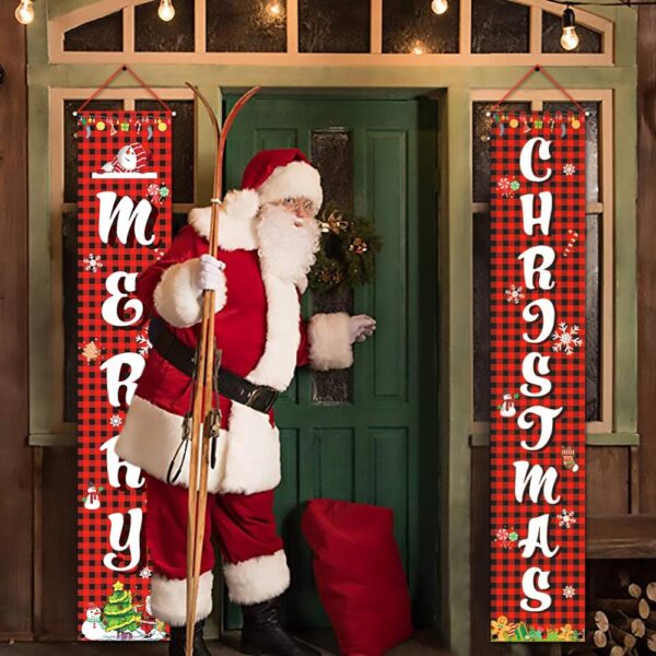 Welcome Merry Christmas Hanging Door Banner Ornaments Christmas Decorations for Home Outdoor Xmas Decor New Year Natal