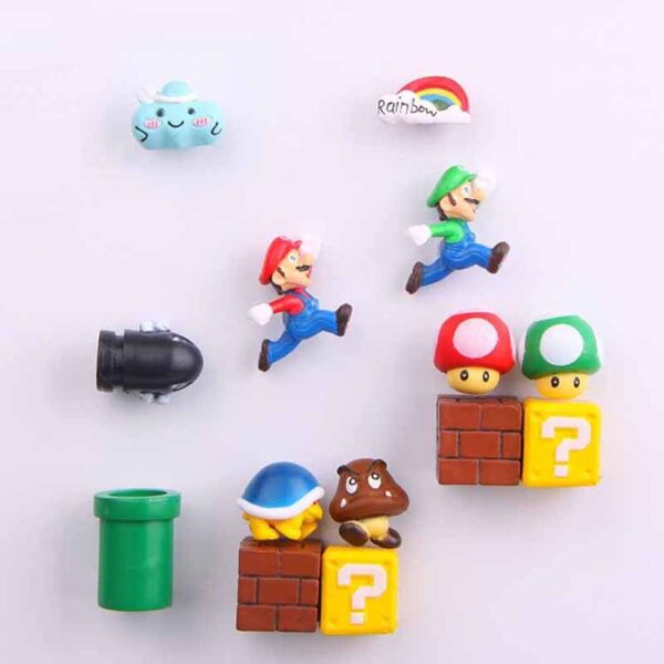 3D Super Mario Resin Fridge Magnets - 63pcs Toys for Kids Home Decoration Ornaments Figurines Wall Mario Magnet Bullets Bricks