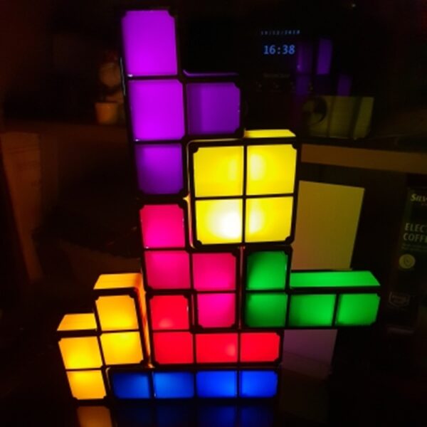 Tetris Night Light Colorful Stackable Tangram Puzzles 7 Pieces LED Induction Interlocking Lamp 3D Toys Gift