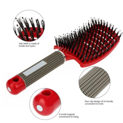 Detangler Bristle Nylon Hairbrush - Girls Hair Scalp Massage Comb Hairbrush Bristle Nylon Women Wet Curly Detangle Hair Brush for Salon Hairdressing Styling Tools