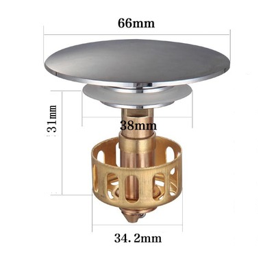 Basin Pop-up Drain Filter Hair Catcher- Copper Bouncing Core Filter Cover with Basket Shower Floor Drain