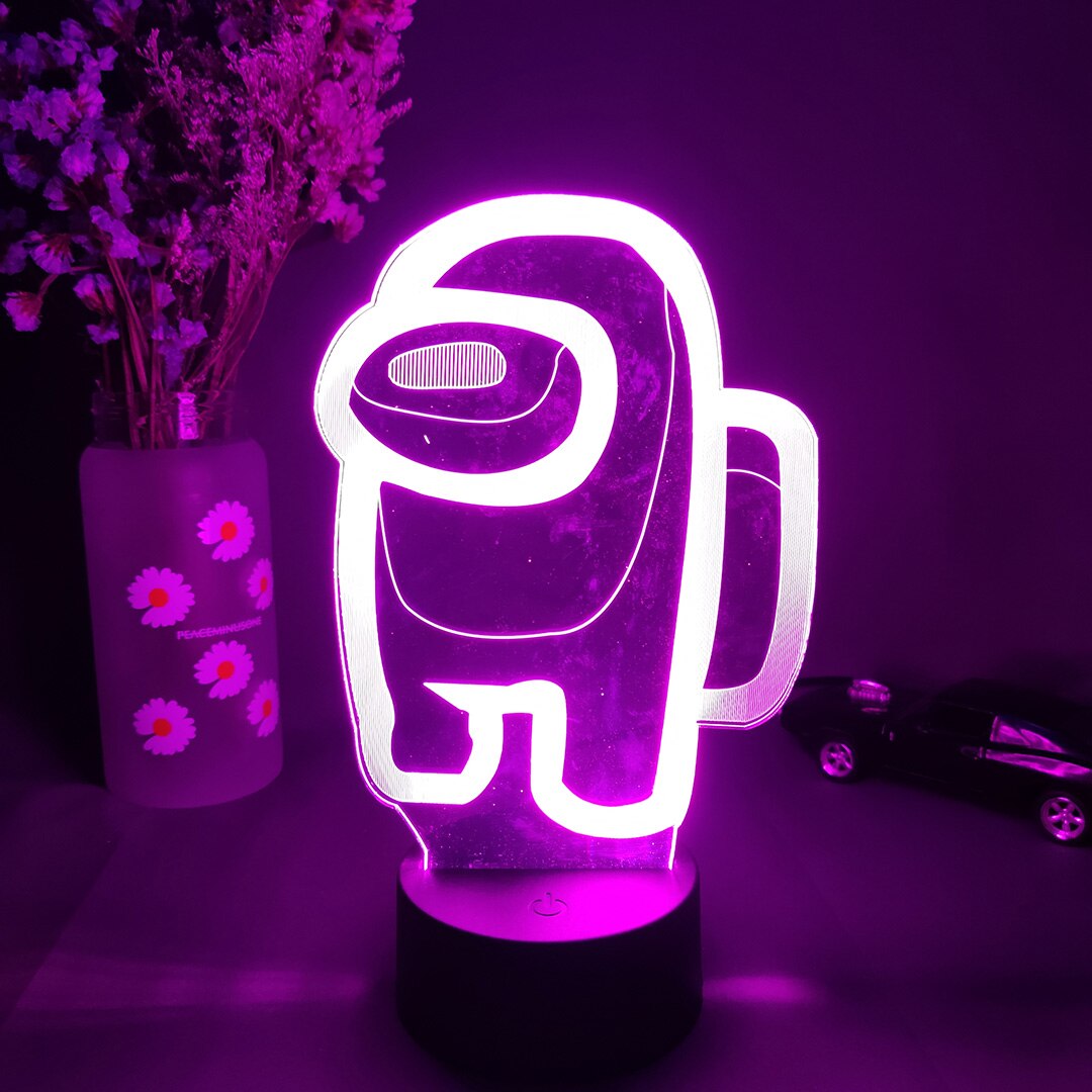 3D Illusion Night Light LED Lamp Xmas Gift Among Us Game Peacock Color Change UK