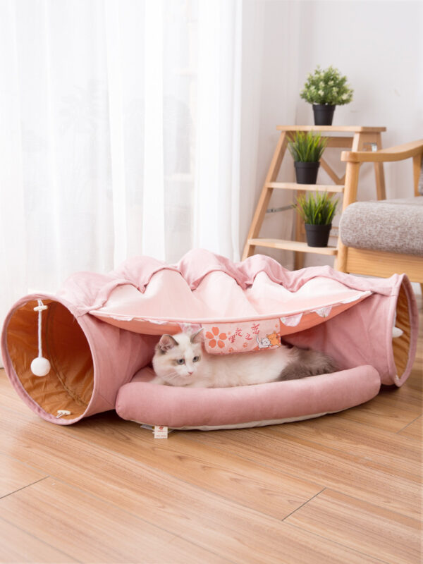 Foldable Cat Tunnel Toy Cat Channel Cat Nest Playable Sleepable Autumn and Winter Cat Bed to Keep Warm and Comfortable