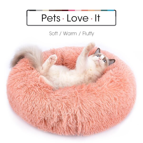Round Plush Cat Bed House Cat Mat Winter Warm Sleep Cats Nest Soft Long Plush Dog Bed Pet Cushion For Cats Dog Zipper Washable