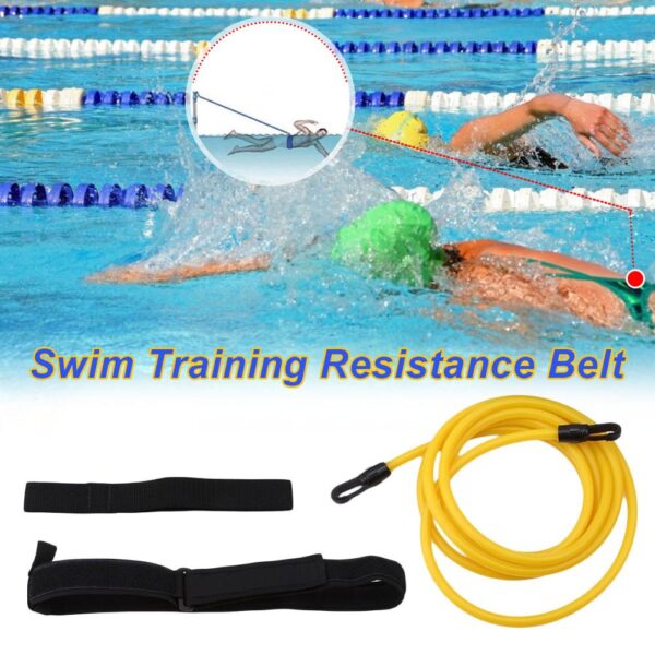 Adjustable Swim Training Resistance Belt Adult Kids Swimming Bungee Strength Exerciser Safety Elastic Rope Swimming Exerciser