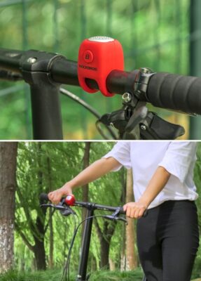 ROCKBROS Electric Cycling Bell 90 dB Horn Rainproof MTB Bicycle Handlebar Silica Gel Shell Ring Bike Bell Bicycle Accessories