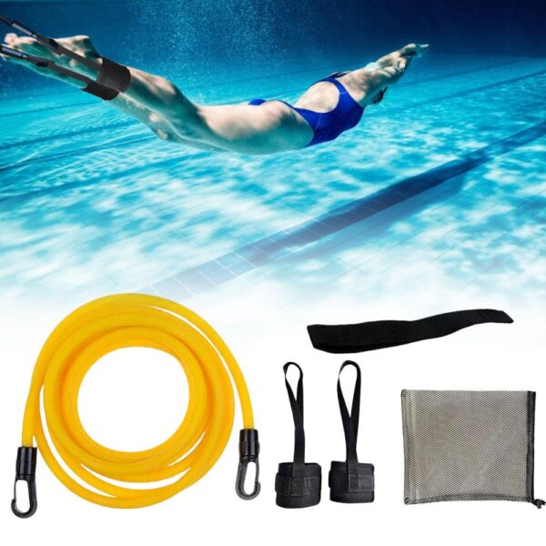 Adjustable Swim Training Resistance Belt Adult Kids Swimming Bungee Strength Exerciser Safety Elastic Rope Swimming Exerciser