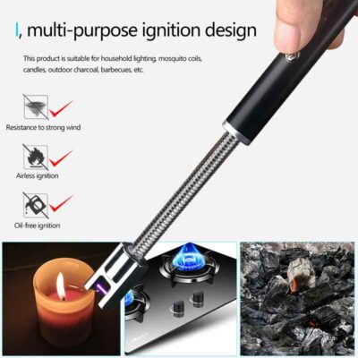 Safety Long Candle Kitchen Electric USB Lighters BBQ Rechargeable Windproof Hose Torch Electric Plasma Arc Lighters Smoking