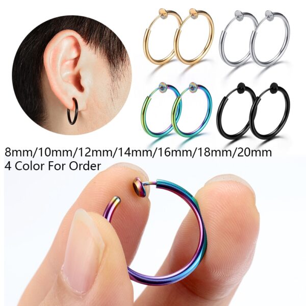 2Pcs Fake Nose Ring Goth Punk Lip Ear Nose Clip On Fake Septum Piercing Nose Ring Hoop Lip Hoop Rings Earrings Body Jewelry