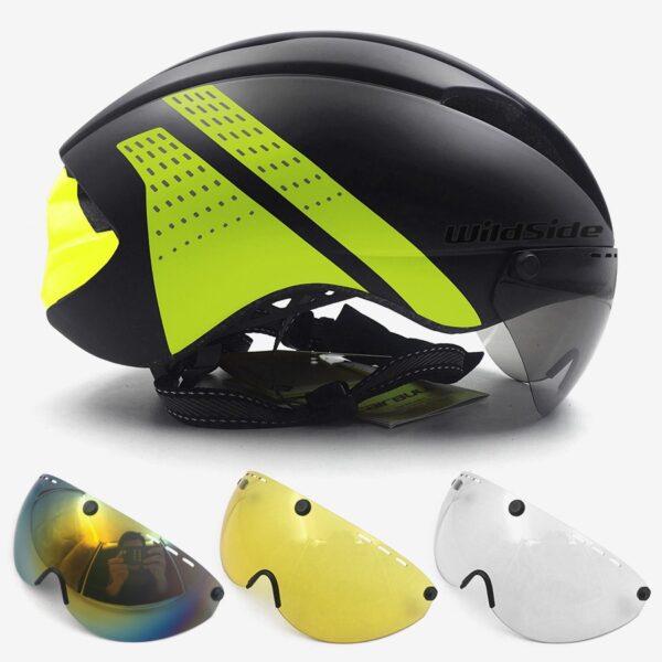 Aero helmet tt time trial cycling helmet for men women goggles race road bike helmet with lens Casco Ciclismo bicycle equipment