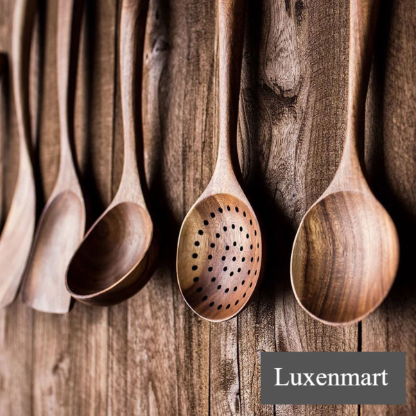 Skepre™ Teak Wooden Cooking Utensil Set Thailand Teak Natural Wood Tableware Spoon