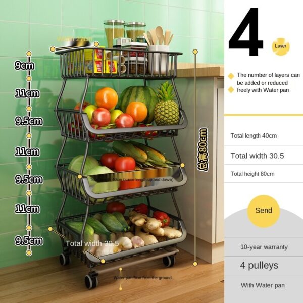 Movable Kitchen Rack Trolley Storage