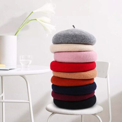 Lady Spring Winter Berets Hat Painter Style hat Women Wool Vintage Berets Solid Color Caps Female Bonnet Warm Walking Cap