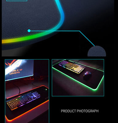 LED Light Gaming Mouse Pad RGB Large Keyboard Cover Non-Slip Rubber Base Computer Carpet Desk Mat PC Game Mouse Pad