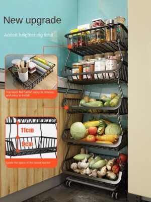 Kitchen vegetable storage basket rack household goods floor-to-floor multi-layer vegetable basket storage pot rack