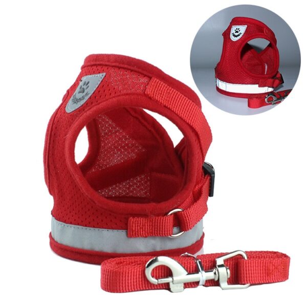 Dog Harness with Leash Summer Pet Adjustable Reflective Vest Walking Lead for Puppy Polyester Mesh Harness for Small Medium Dog