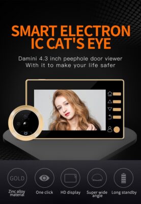 Video Eye Video Doorbell 4.3 Inch Door Peephole Camera LCD Digital Electronic Door Viewer Night Vision Support Motion Detection