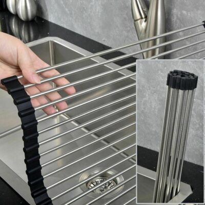 Foldable Dish Drying Rack Multi-Use Kitchen Silicone Drainer Over Sink Fruit Vegetable Meat Organizer Tray Drainer Dropship