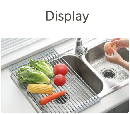 Foldable Dish Drying Rack Multi-Use Kitchen Silicone Drainer Over Sink Fruit Vegetable Meat Organizer Tray Drainer Dropship