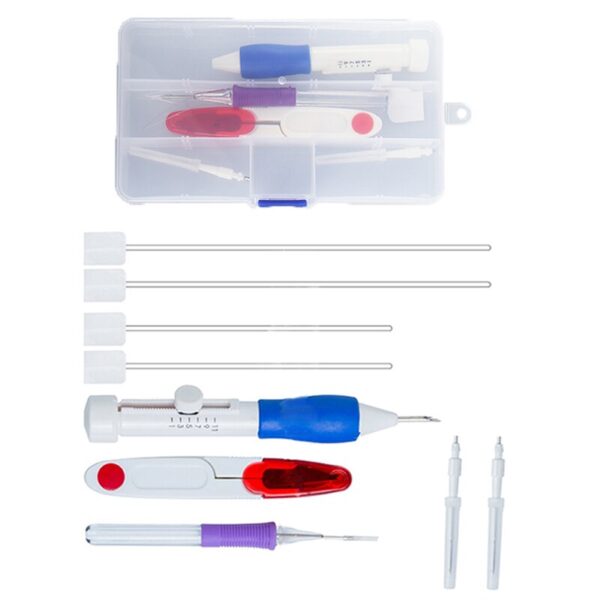 Craft Tool Embroidery Starter Kit Full Set Magic Embroidery Pen Punch Needle Hoops Threads Stitching Punch Pen Set For Beginner