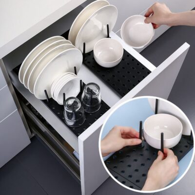 Kitchen Shelf Organizer Telescopic Dish Plate Drying Rack Bowl Pot Lid Storage Holder Adjustable Kitchen Dish Drying Rack