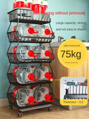 Kitchen vegetable storage basket rack household goods floor-to-floor multi-layer vegetable basket storage pot rack