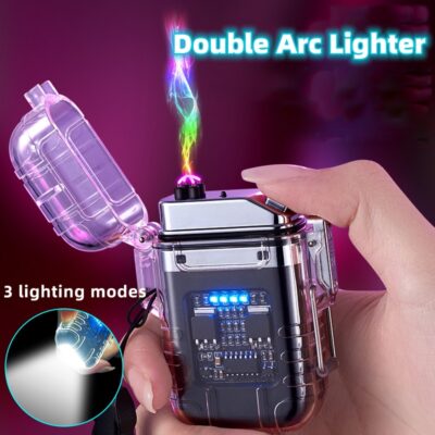 Transparent Shell Double Arc Lighter  Waterproof And Windproof Outdoor Lighter
