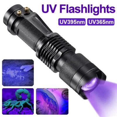 LED UV Flashlight 365/395nm Portable Mini Ultraviolet Torch
