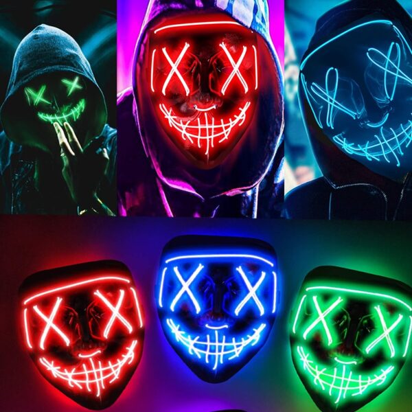 6 different colors light up halloween masks