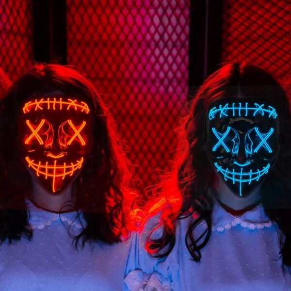 2 girls wearing Led Halloween Mask
