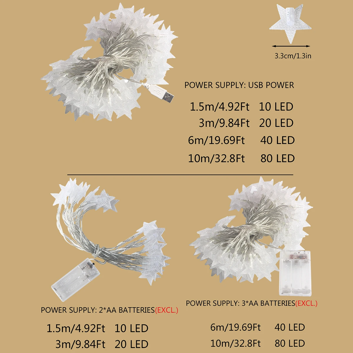 LED Star Fairy Light Garland – view 2