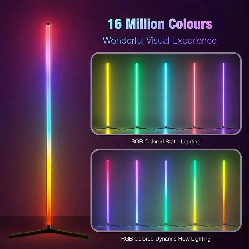 RGB corner lamp static colors and flowing color modes
